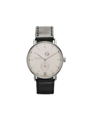 NOMOS Glashütte - Metro Date Power Reserve 37mm - men - Horse Leather/stainless steel/Sapphire Glass - One Size - white, silver-plated