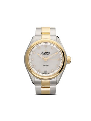 Alpina - Comtesse 34mm - women - Mother of Pearl/Sapphire Glass/stainless steel/Yellow Gold Plated Stainless Steel - One Size - WHITE