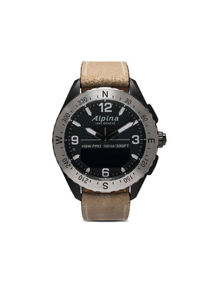Alpina - AlipnerX smartwach 45mm - men - Leather/Silver/Sapphire Glass/stainless steel - One Size - BLACK