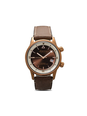 Alpina - Seastrong Heritage Diver 42mm - men - Leather/Bronze/Sapphire Glass/stainless steelACRYLIC - One Size - Brown-White