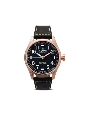 Alpina - Startimer Pilot Chronograph 44mm - men - Leather/Rose Gold Plated Steel/Sapphire Glass/stainless steel - One Size - BLUE