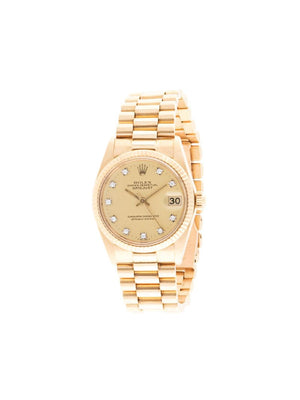 Rolex - Oyster Perpetual Datejust watch - women - Diamond/18kt Gold - One Size - GOLD