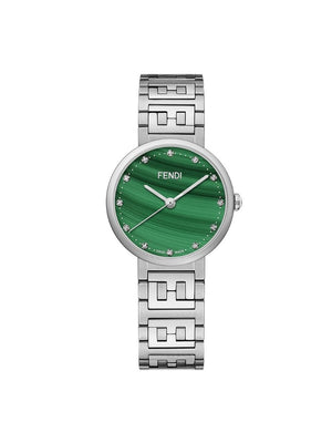 Fendi - Forever Fendi watch - women - Diamond/Malachite/stainless steel - One Size - SILVER