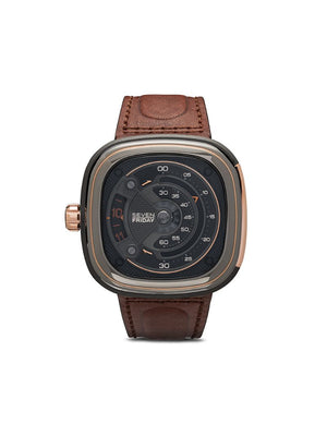 SEVENFRIDAY - SF-M2 47mm watch - men - Leather/Brass/stainless steel - One Size - BLACK