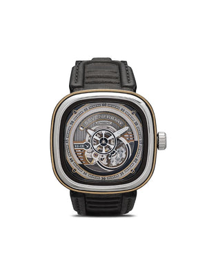 SEVENFRIDAY - SF-S2 47mm - men - Leather/Brass/stainless steel - One Size - SILVER