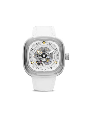SEVENFRIDAY - SF-P1 47mm - men - Leather/Brass/stainless steel - One Size - WHITE