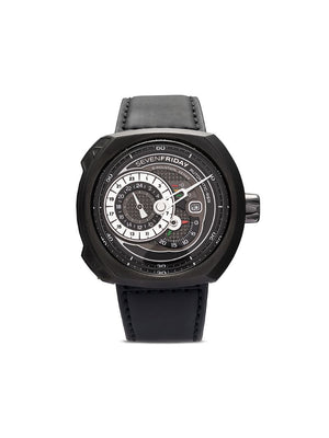 SEVENFRIDAY - SF-Q3 49mm - men - Leather/Brass/stainless steel - One Size - BLACK