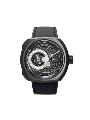 SEVENFRIDAY - SF-Q3 49mm - men - Leather/Brass/stainless steel - One Size - BLACK