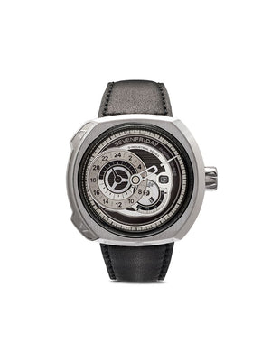 SEVENFRIDAY - SF-Q1 49mm watch - men - Leather/Brass/stainless steel - One Size - White (Silver)