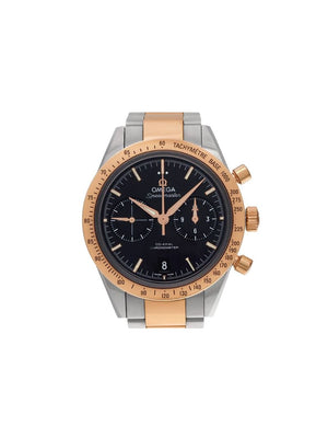 Omega - 2015 pre-owned Speedmaster 41.5mm - men - 18kt Rose Gold/stainless steel/Sapphire Glass - One Size - Black
