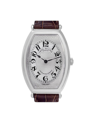 Patek Philippe - 2008 pre-owned Gondolo 42mm - men - Calf Leather/Platinum/Sapphire Glass - One Size - SILVER
