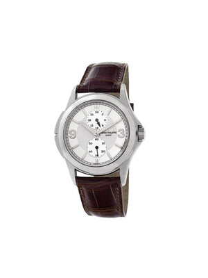 Patek Philippe - 2006 pre-owned Travel Time 37mm - unisex - Calf Leather/18kt White Gold - One Size - SILVER