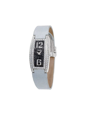 Piaget - 2010 pre-owned Limelight Tonneau 18mm - women - Diamond/Satin/18kt White Gold - One Size - BLACK