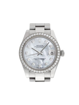 Rolex - 1989 pre-owned Datejust 30mm - women - Diamond/18kt White Gold/Mother of Pearl/stainless steel - One Size - WHITE