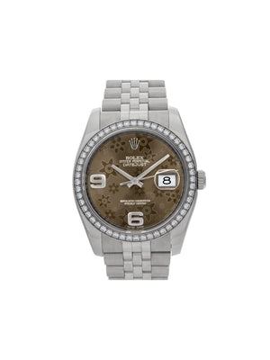 Rolex - 2010 pre-owned Datejust 36mm - women - stainless steel/White Diamond/18kt White Gold - One Size - BRONZE FLORAL