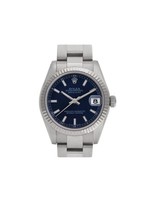 Rolex - 2007 pre-owned Datejust 32mm - women - 18kt White Gold/stainless steel - One Size - BLUE