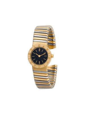 BVLGARI - 2000 pre-owned Tubogas 23mm - women - 18kt White Gold/18kt Yellow Gold - One Size - BLACK
