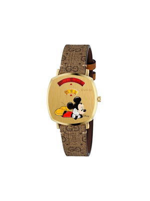 Gucci - x Disney Mickey Mouse watch - women - Gold/Canvas - One Size - Brown