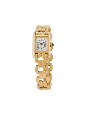 Cartier - 1990 pre-owned Tank Louis 25mm - women - Diamond/18kt Gold - One Size - White