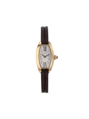 Cartier - 2000 pre-owned quartz 16mm - women - Leather/Sapphire Glass/Yellow Gold - One Size - GOLD