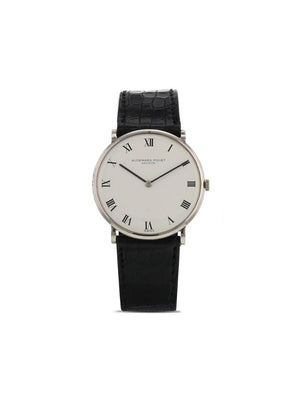 Audemars Piguet - 1970 pre-owed mechanical 32mm - men - Leather/White Gold - One Size - WHITE