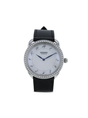 Hermès - 2009 pre-owned Arceau watch - women - Leather/Mother of Pearl/stainless steel - One Size - Mother-of-Pearl