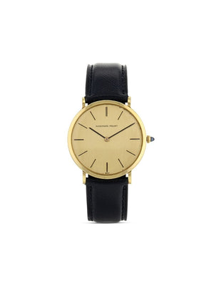 Audemars Piguet - 1970 pre-owned mechanical 33mm - unisex - Leather/Yellow Gold - One Size - GILT