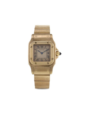 Cartier - 1990 pre-owned Santos 24mm - women - Steel/Sapphire/Yellow Gold - One Size - NEUTRALS
