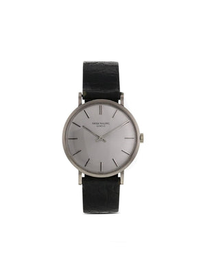 Patek Philippe - 1969 pre-owned Calatrava 33mm - men - Leather/stainless steel/White Gold - One Size - Grey