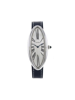Cartier - 2000s pre-owned Baignoire allongée wrist watch - women - Leather/White Gold - One Size - SILVER
