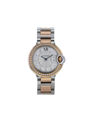 Cartier - 2010 pre-owned Ballon Bleu De Cartier 28mm - women - Steel/Diamond/18kt Rose Gold/Sapphire Crystal - One Size - SILVER
