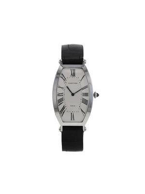 Cartier - 1960 pre-owned Tonneau 26mm - men - Leather/Platinum - One Size - White