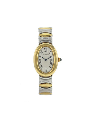 Cartier - 1990 pre-owned Baignoir 22mm - women - stainless steel/glass/Yellow Gold - One Size - SILVER