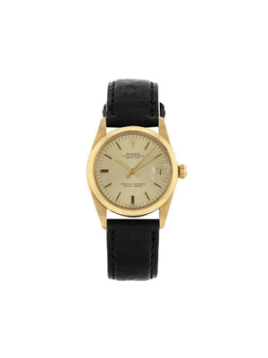 Rolex - 1979 pre-owned Datejust 30mm - women - Leather/Acrylic/Yellow Gold - One Size - GOLD