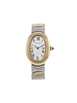 Cartier - 1990 pre-owned Baignoire 22mm - women - Gold/Sapphire Glass/stainless steel - One Size - GOLD