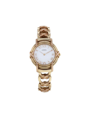 Hermès - 1990 pre-owned Ruban 26mm - women - Sapphire Glass/Rose Gold/Yellow Gold - One Size - White