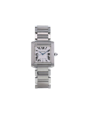 Cartier - 2000 pre-owned Tank Française 28mm - men - Sapphire Glass/stainless steel - One Size - White