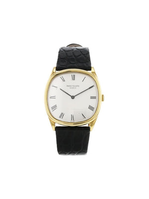 Patek Philippe - 1974 pre-owned Ellipse 33mm - men - Leather/glass/Yellow Gold - One Size - White