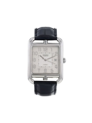 Hermès - 2000s pre-owned Cape Cod Jumbo wrist watch - men - Leather/stainless steel - One Size - WHITE