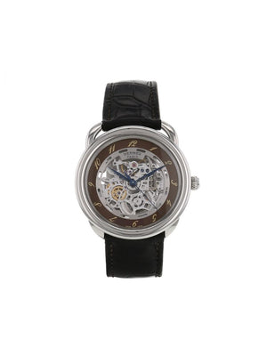 Hermès - 2010s pre-owned Arceau wrist watch - men - Leather/stainless steel - One Size - brown
