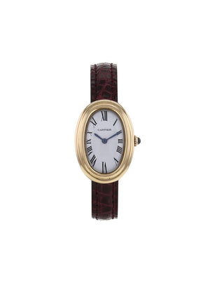 Cartier - 1980 pre-owned Baignoire 23mm - women - Leather/Yellow Gold - One Size - WHITE