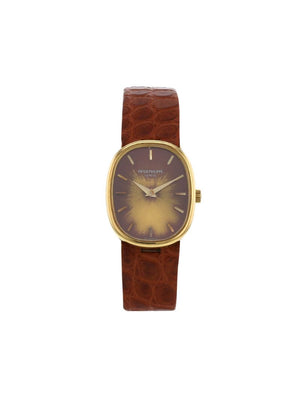 Patek Philippe - 1977 pre-owned Ellipse 28mm - women - Leather/Yellow Gold - One Size - Burgundy,Gilt