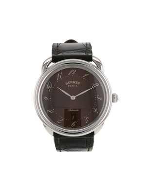 Hermès - 2010s pre-owned Arceau wrist watch - men - Leather/Sapphire Glass/stainless steel - One Size - brown