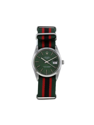 Rolex - 1981 pre-owned Oyster Perpetual Date 34mm - unisex - stainless steel/Fabric - One Size - GREEN