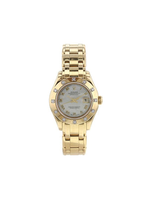Rolex - 1995 pre-owned Datejust Pearlmaster 29mm - women - Mother of Pearl/Sapphire Glass/Yellow Gold - One Size - Mother-of-Pearl