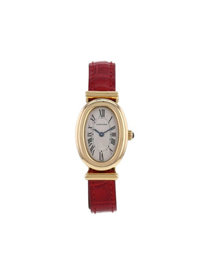 Cartier - 1990 pre-owned Baignoire 20mm - women - Leather/Yellow Gold - One Size - SILVER