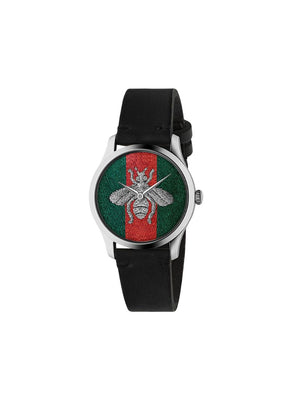 Gucci - G-Timeless 38mm watch - men - Leather/Nylon/stainless steel - One Size - Black
