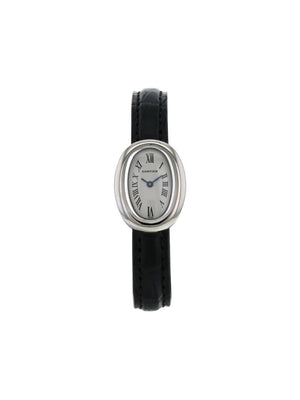 Cartier - 1990 pre-owned Baignoire 18mm - women - Leather/glass/White Gold - One Size - White