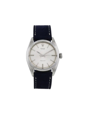 Rolex - 1967 pre-owned Oyster Precision 34mm - men - Leather/Acrylic/Steel - One Size - Blue