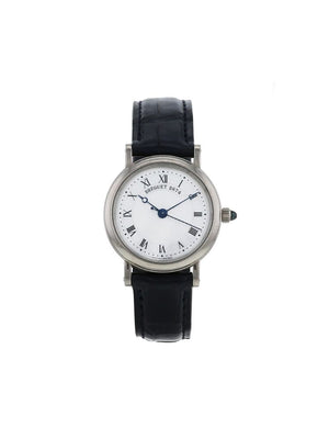 Breguet - 2000 pre-owned Marine 30mm - women - Leather/Mother of Pearl/Sapphire Glass/White Gold - One Size - SILVER